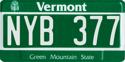 VT license plate NYB377
