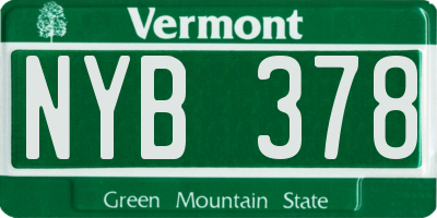 VT license plate NYB378