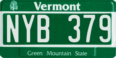 VT license plate NYB379