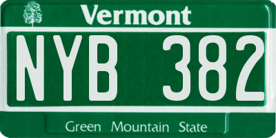 VT license plate NYB382
