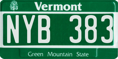 VT license plate NYB383