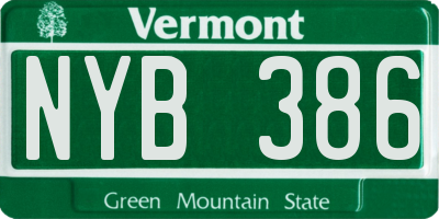 VT license plate NYB386