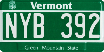 VT license plate NYB392