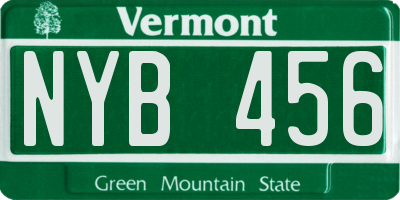 VT license plate NYB456