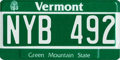 VT license plate NYB492