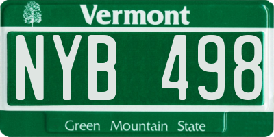 VT license plate NYB498