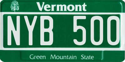 VT license plate NYB500