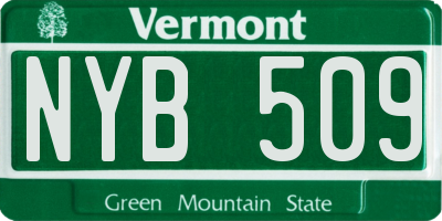 VT license plate NYB509
