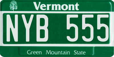 VT license plate NYB555