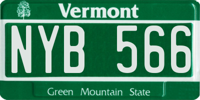VT license plate NYB566