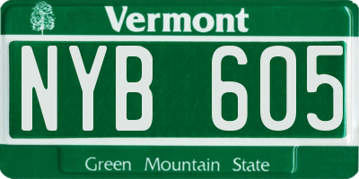 VT license plate NYB605