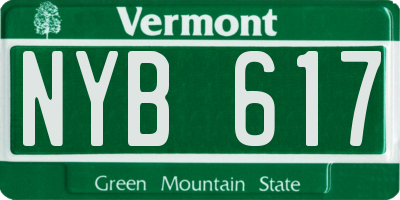 VT license plate NYB617