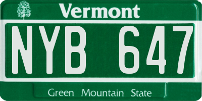 VT license plate NYB647