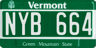 VT license plate NYB664