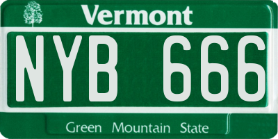 VT license plate NYB666