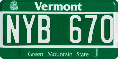 VT license plate NYB670