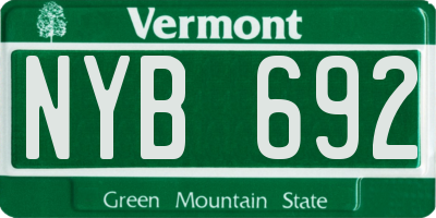 VT license plate NYB692