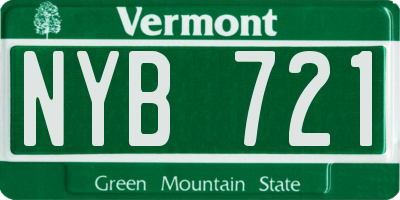 VT license plate NYB721