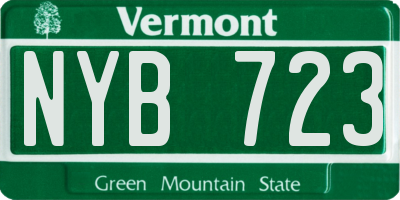 VT license plate NYB723