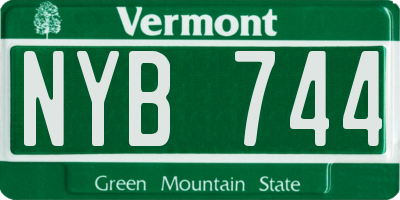 VT license plate NYB744