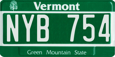 VT license plate NYB754