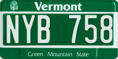 VT license plate NYB758