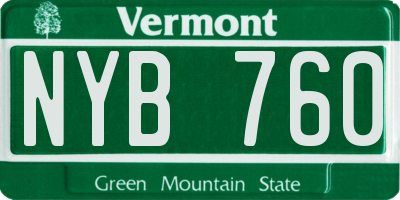 VT license plate NYB760