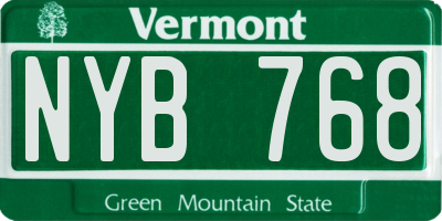 VT license plate NYB768