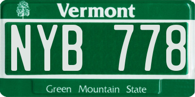 VT license plate NYB778