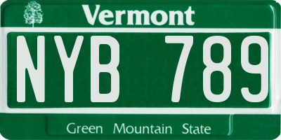 VT license plate NYB789