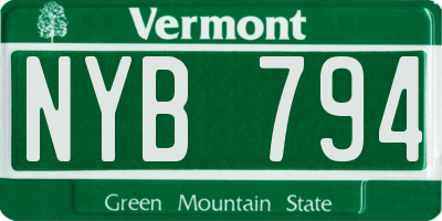 VT license plate NYB794