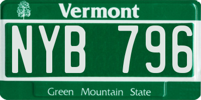 VT license plate NYB796