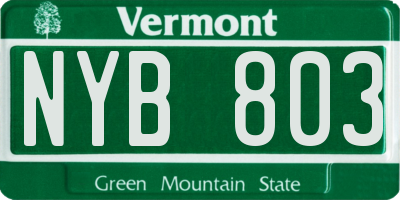 VT license plate NYB803