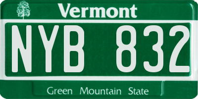 VT license plate NYB832