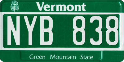 VT license plate NYB838
