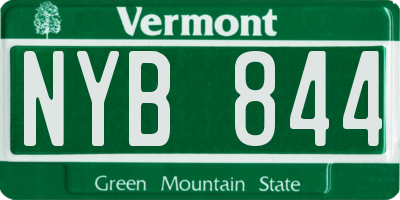 VT license plate NYB844