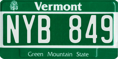 VT license plate NYB849