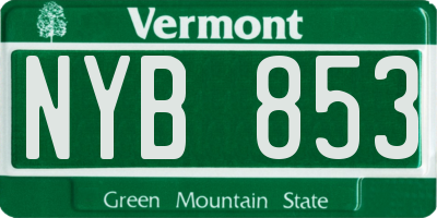 VT license plate NYB853