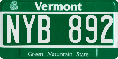 VT license plate NYB892