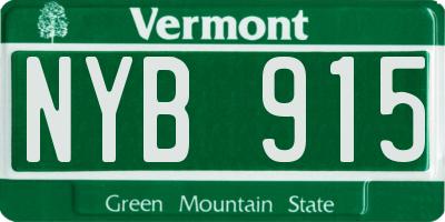 VT license plate NYB915