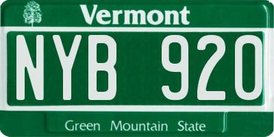 VT license plate NYB920