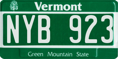 VT license plate NYB923