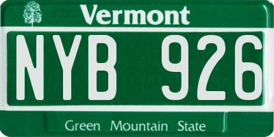 VT license plate NYB926