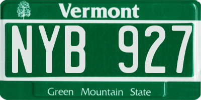 VT license plate NYB927