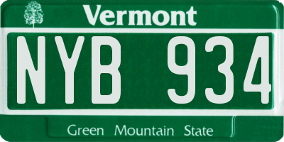VT license plate NYB934