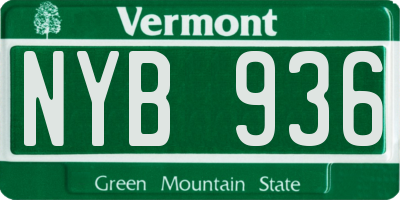VT license plate NYB936