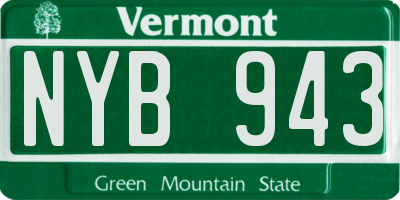 VT license plate NYB943