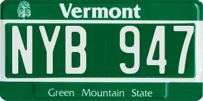 VT license plate NYB947