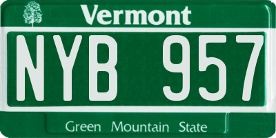 VT license plate NYB957