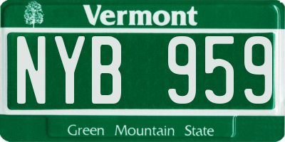 VT license plate NYB959